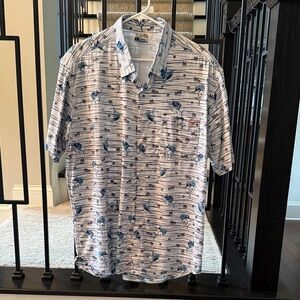 LG Salt Life Blue and White Striped Swordfish Button Down Casual Shirt